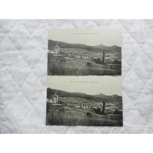 lot de deux anciennes cartes postales environs de Ribeauvill� Hunawihr
