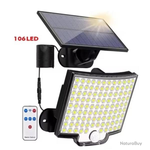 Lampe Solaire Ext�rieure � D�tecteur de Mouvement 106 LED 4 Modes R�glables IP65 �tanche
