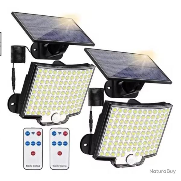 Lampe Solaire Ext�rieure � D�tecteur de Mouvement 106 LED 4 Modes R�glables IP65 �tanche X 2
