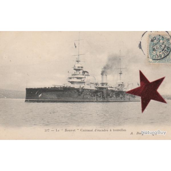 CPA - Marine de Guerre. Le "Bouvet", Cuirass� d'Escadre ( Coul� lors de la bataille des Dard - N�757