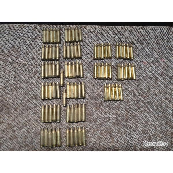 lot de 87 douilles REMINGTON (62) et STARLINE (25) tir�es une fois de calibre 7-08 REM