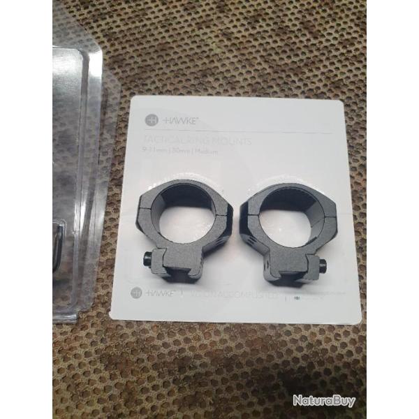 collliers HAWKE s�rie TACTICAL de 30 mm pour rail de 11 mm (carabine 22 lr )  hauteur : MEDIUM