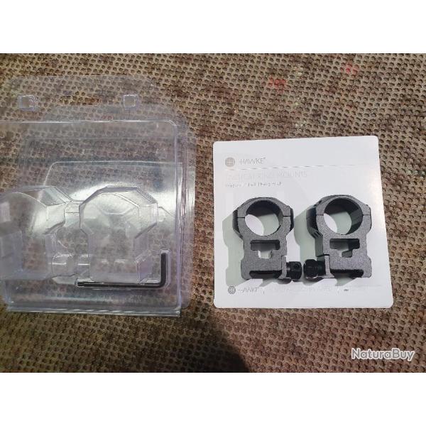 collliers HAWKE s�rie TACTICAL de 25,4 mm / 1" pour rail WEAVER / PICATINNY ,  hauteur :  EXTRA HIGH