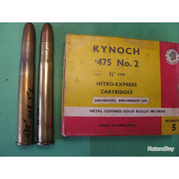 Une cartouche Kynoch cal 475. 3"1/2 No 2 Nitro Express boite sur demande