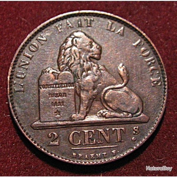 BELGIQUE piece de 2 cent 1863  Leopold premier