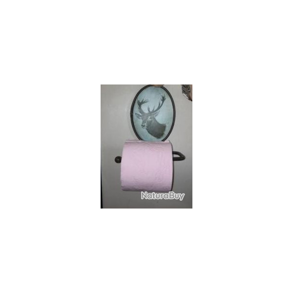 D�ROULEUR PAPIER TOILETTE TETE DE CERF   m�tal vieilli     CA00874