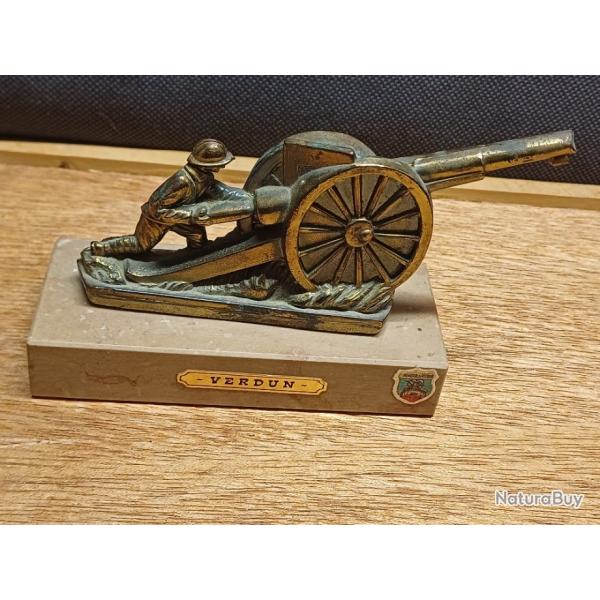 Ancien presse papier - m�morial de Verdun 1914 1918 - canon de 75 mm en bronze