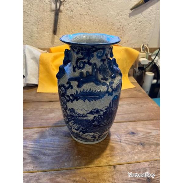 Vase chinois bleu et blanc