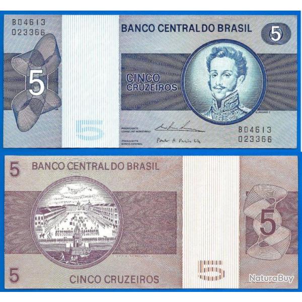Bresil 5 Cruzeiros 1970 A 1979 Billet Brasil Brazil Cruzeiro Real Reais