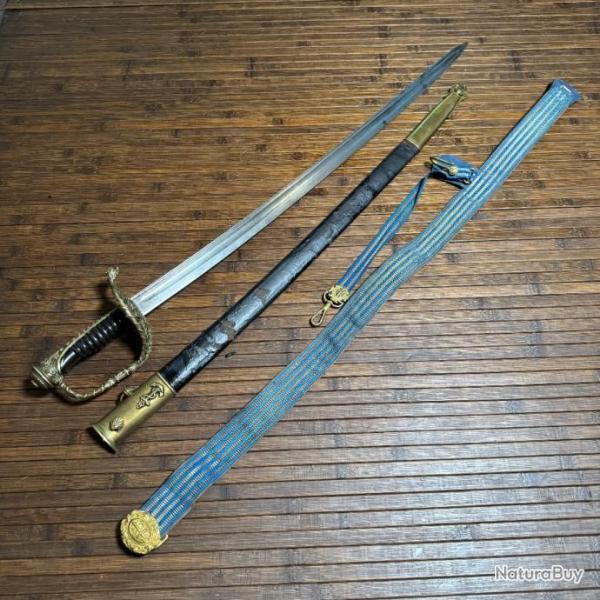 SABRE DE MARINE 1851 DE KLINGENTHAL COMPLET FOURREAU ET SON CEINTURON PORTE SABRE DE MARINE