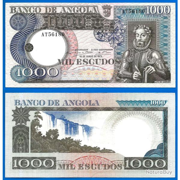 Angola 1000 Escudos 1973 Camoes Afrique Escudo Billet Prefixe AT