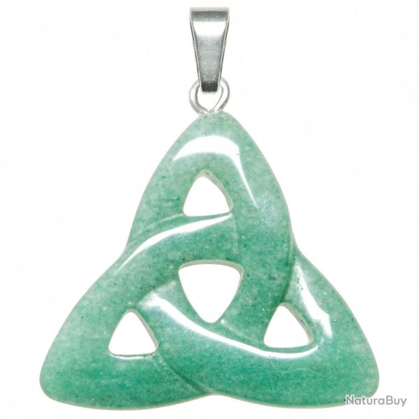 Pendentif triquetra noeud de la trinit� celtique en aventurine verte