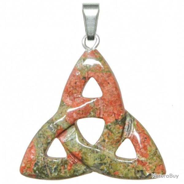Pendentif triquetra noeud de la trinit� celtique en unakite