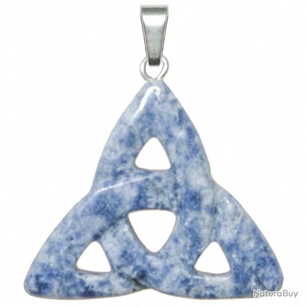 Pendentif triquetra noeud de la trinit� celtique en jaspe bleu