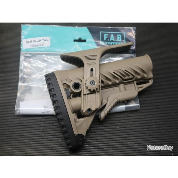 Crosse Flat Dark Earth FAB Defense GLR-16 CP avec busc/appui-joue r�glable AR-15/M4/M16 REF 83/2024