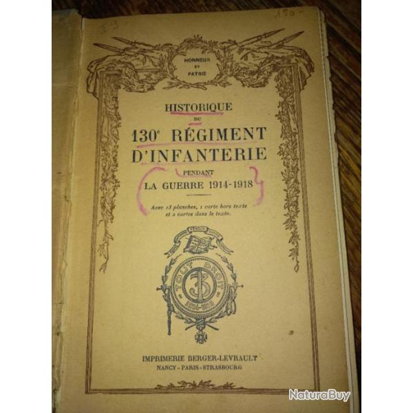 Historique du 130e r�giment d'infanterie pendant la guerre 1914-1918
