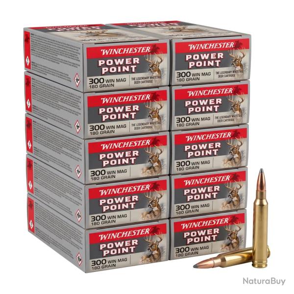 CARTON de 10 boites 300wm WINCHESTER Power Point 180 GRAINS