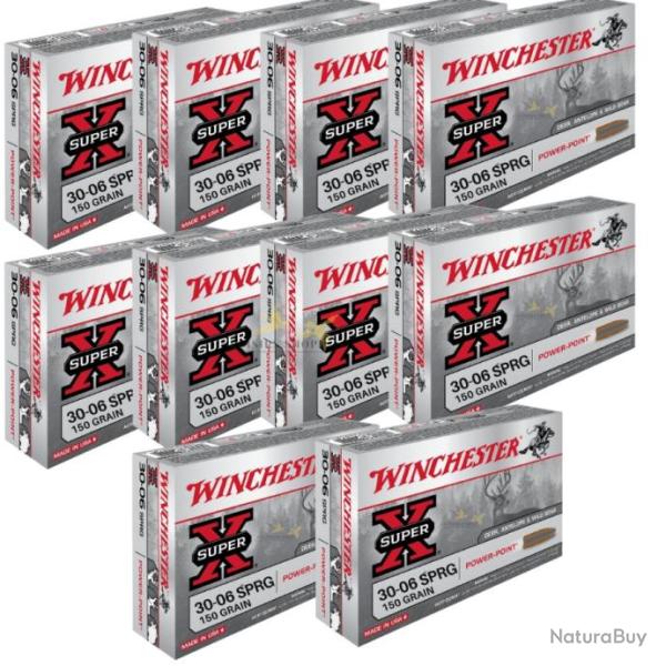 Lot 10 bo�tes de 20 balles cal.30.06 150 grains � t�te pointue - Winchester (fabriqu� aux U.S.A)
