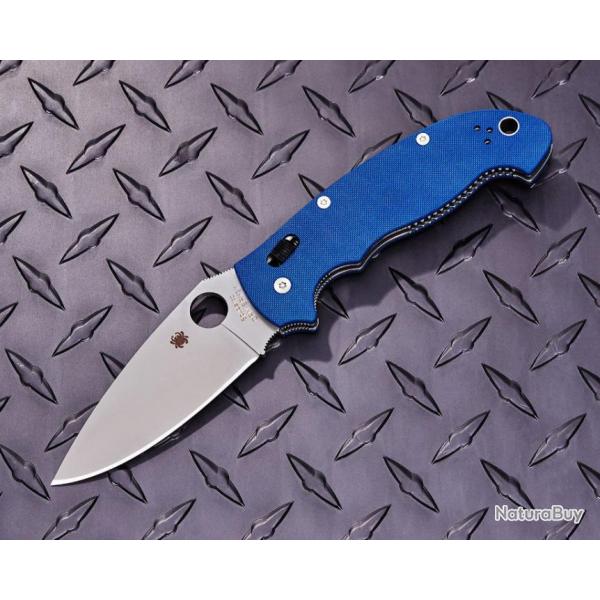 Couteau Spyderco Manix 2 XL Lame Acier CPM SPY27 Manche G10 Bleu Ball Bearing USA SC95GPCBL2