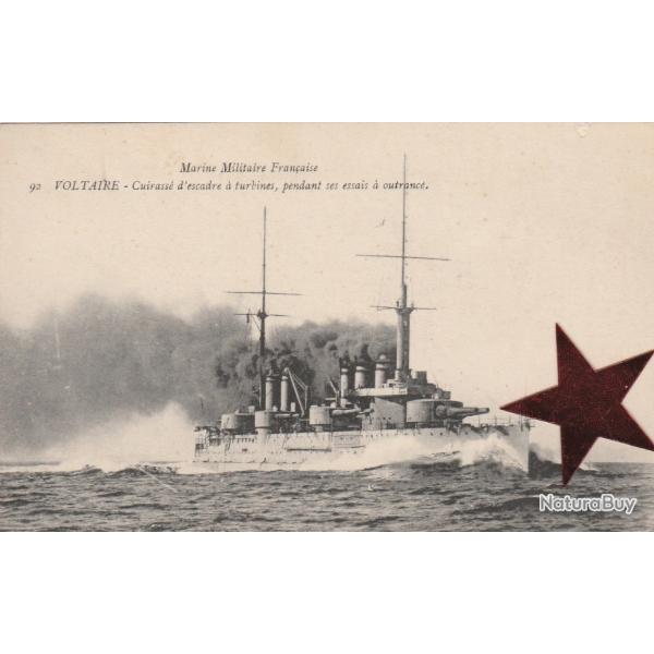 CPA -Marine Militaire Fran�aise -VOLTAIRE-Cuirasse  d'escadre a turbines , pendant ses essais N�746