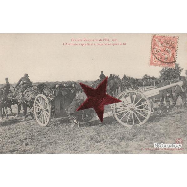 CPA -Grandes Manoeuvres Est 1905 Artillerie s'appr�tant dispara�tre Tir  N�019
