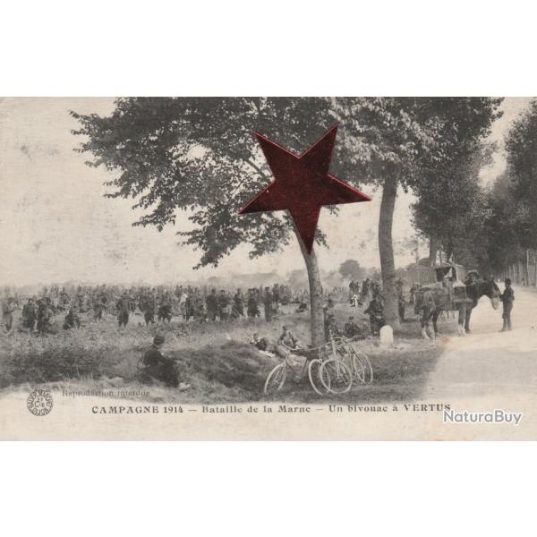 CPA -Guerre 14/18, Soldats Poilus Bivouac de Cyclistes, Bataille Marne N�015