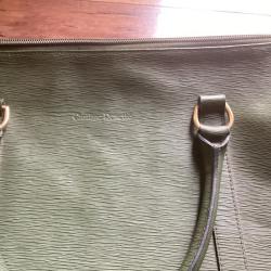 Sac de voyage Gastinne Renette cuir vert bariol&eacute; fa&ccedil;on docteur  (52x28cm) d&eacute;but 90