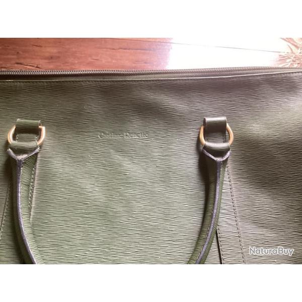 Bagagerie Gastinne Renette cuir vert forme sac de docteur (52x28cm) circa 1990 superbe qualit�