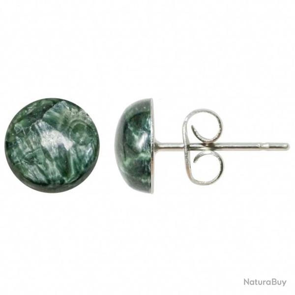 Boucles d'oreilles puces avec cabochon rond en s�raphinite