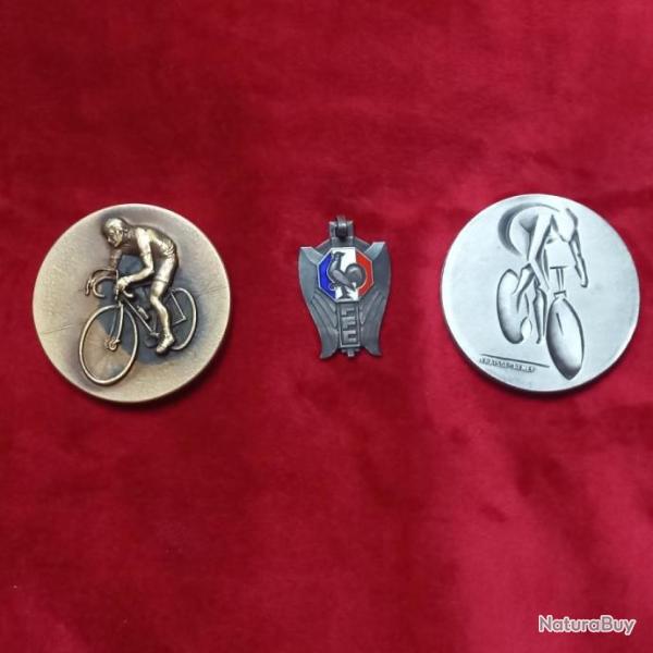 anciennes m�dailles v�lo / cyclisme  lot de 3 anciennes m�dailles