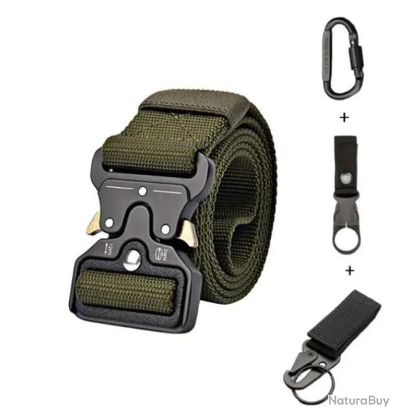 Ceinture Tactique Militaire Nylon R�glable Boucle M�tallique D�gagement Rapide 3.8 cm Largeur Vert