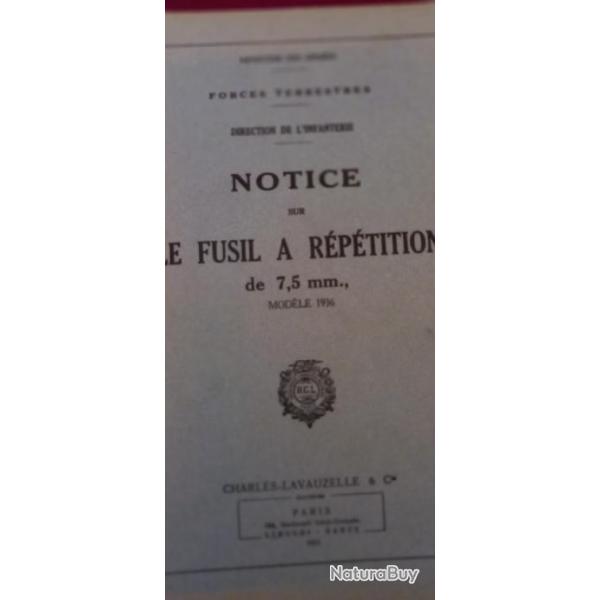 notice sur le fusil � r�p�tition de 7,5mm.