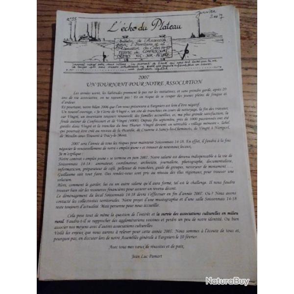 L'�cho du plateau Bulletin de l'Association pour l'inventaire et la pr�servation des sites 14-18