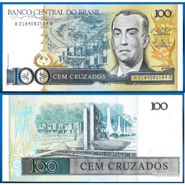 Bresil 100 Cruzeiros 1987 Neuf Kubitschek Billet