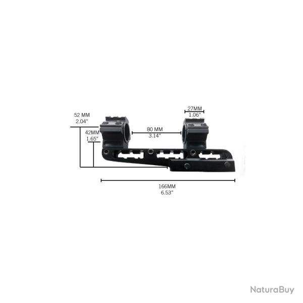 Montage monobloc Cantilever pour lunette Konus universel 25,4 & 30 mm - Rail 11/21 mm