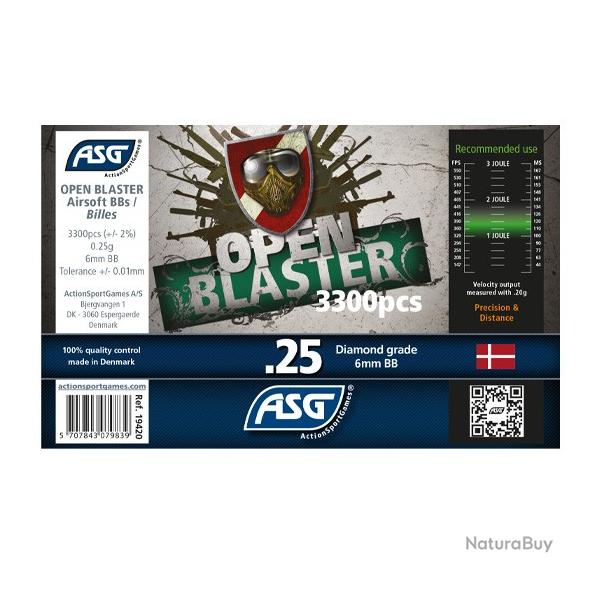 Bille Open blaster biod�gradable 0.25g en pot de 3300 billes | ASG (0000 3793) - Airsoft