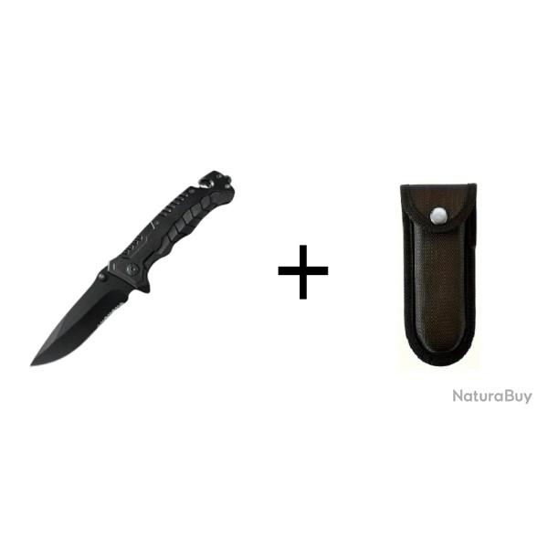 Couteau pliant multifonction noir avec �tui