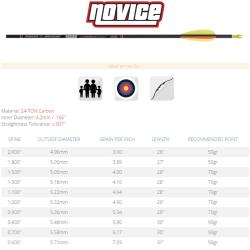 Fl&egrave;che Skylon Novice ID 4.2 en carbone 30" 800 90 grains