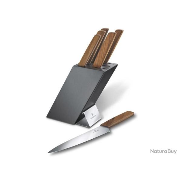 BEL2268 BLOC DE CUISINE VICTORINOX SWISS MODERN HETRE 6 PIECES (santoku, chef, decoupe...) NEUF