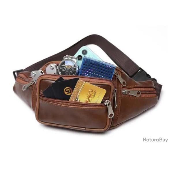 Sac Banane Unisexe Marron 30x10x15 cm Id�al pour Voyage, Sport, et Activit�s Ext�rieures