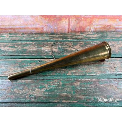 Pibole De Chasse Corne à Plate Corne De Chasse En Battue Longueur 25cm Anneaux De Transport Soude