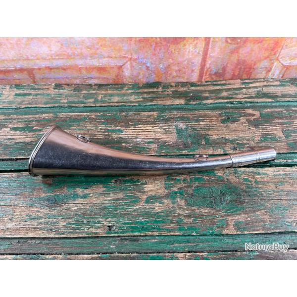 Trompe de Chasse en Laiton Nickel� - 26 cm avec Points d'Accroche Trompe d'annonceur cor de chasse