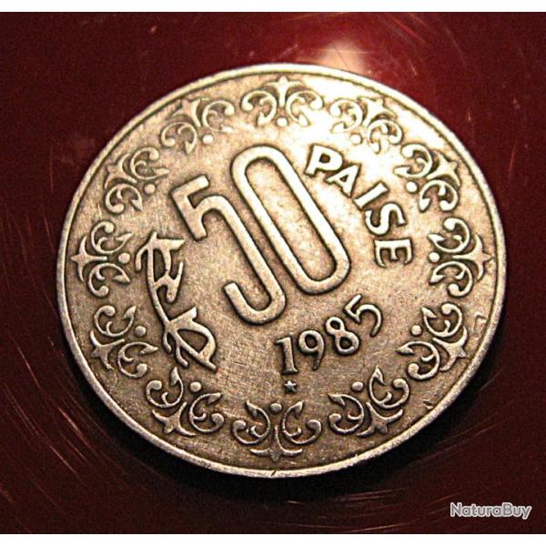 INDE   piece de 50 PAISE 1985  TTB diametre  24 mm