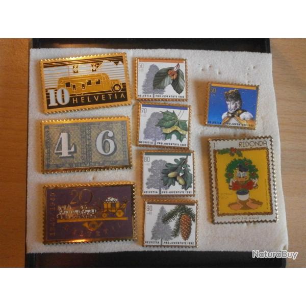 collection 8 Pin's mod�le timbres Suisse parfait �tat