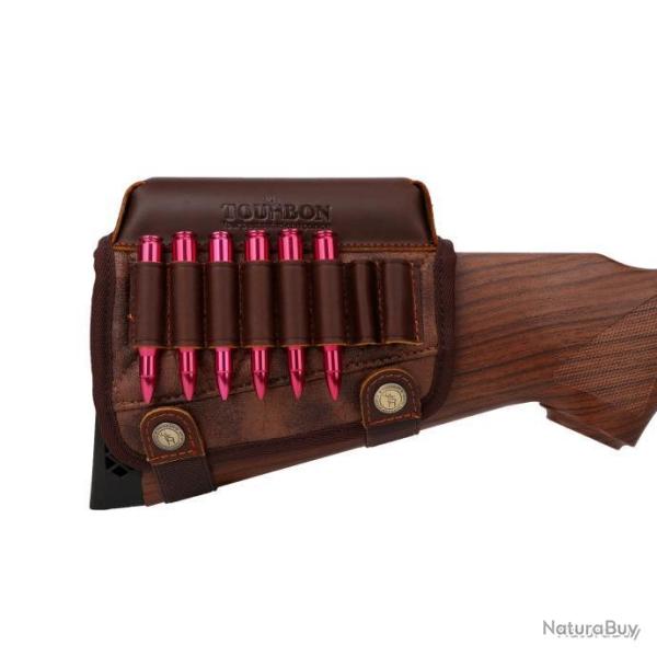 Cartouchi�re de crosse en cuir v�ritable calibre ray�s - 8 emplacements - LIVRAISON GRATUITE