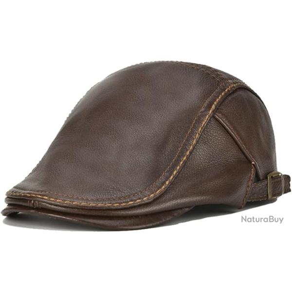 Hommes Cuir B�ret Chapeau Plat Casquettes Souples Golf R�tro Ajustable