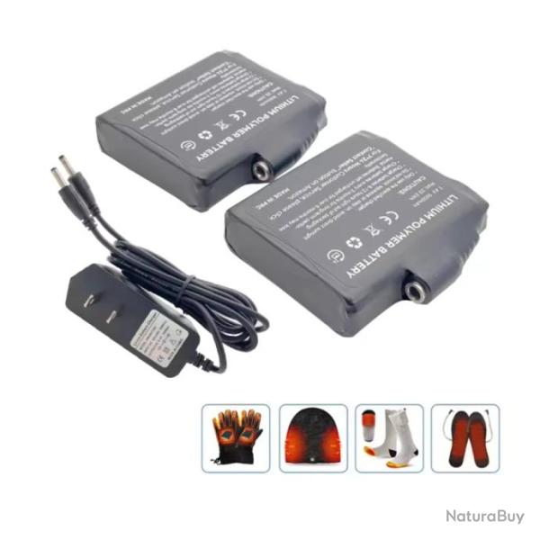 2x Batteries Li-Polym�re 7.4V 3000mh pour Gants + Chaussettes + Bonnet d'Hiver = Chauffants