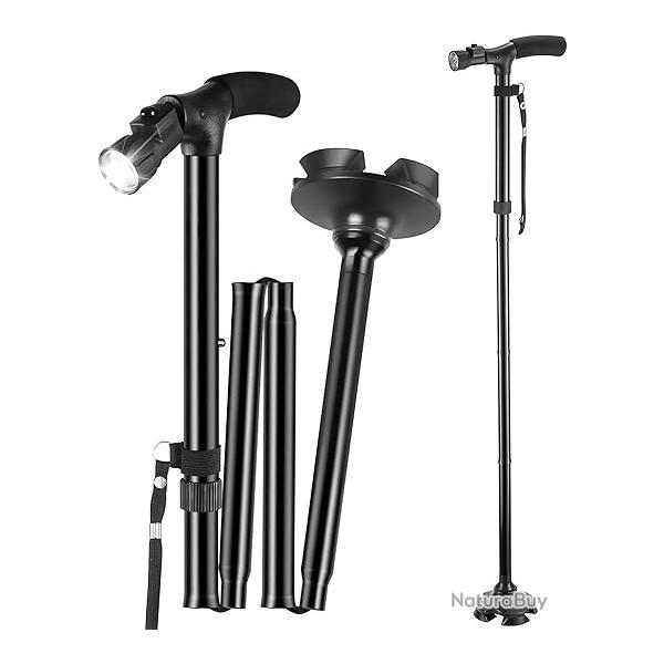 Canne de Marche Pliante avec Lumi�re LED pour Homme et Femme, Canne de Marche, Canne Hauteur
