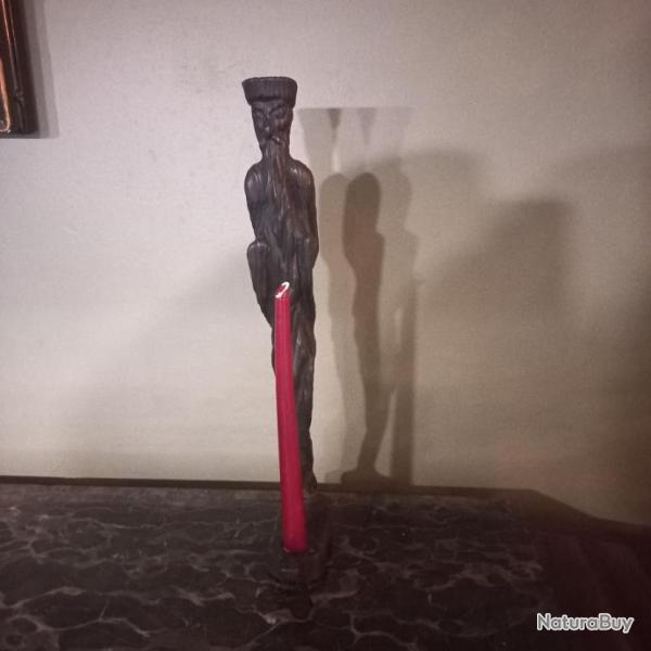 grande sculpture bois reprsentant un vieux sage chinois