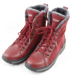 Bottines pour femme chaudes en cuir hydro su&egrave;de fourr&eacute; mouton Bordeaux fonc&eacute;